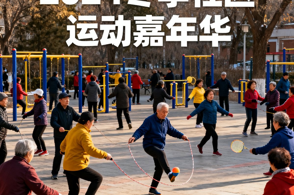 2024冬季社区运动嘉年华在朝阳区举办，居民们参与各种运动项目的热闹场面