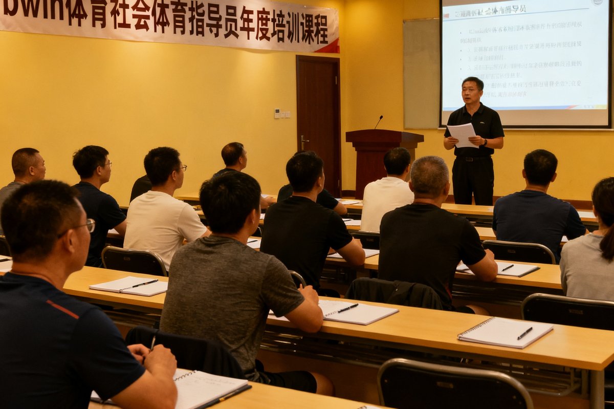 bwin体育组织的社会体育指导员年度培训课程，数十名指导员在教室内认真听课